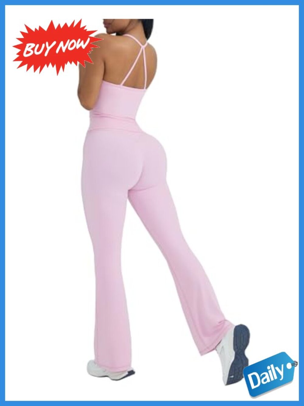 2 Piece Workout Set Padded Tank Top Flare Pilates Outfit
